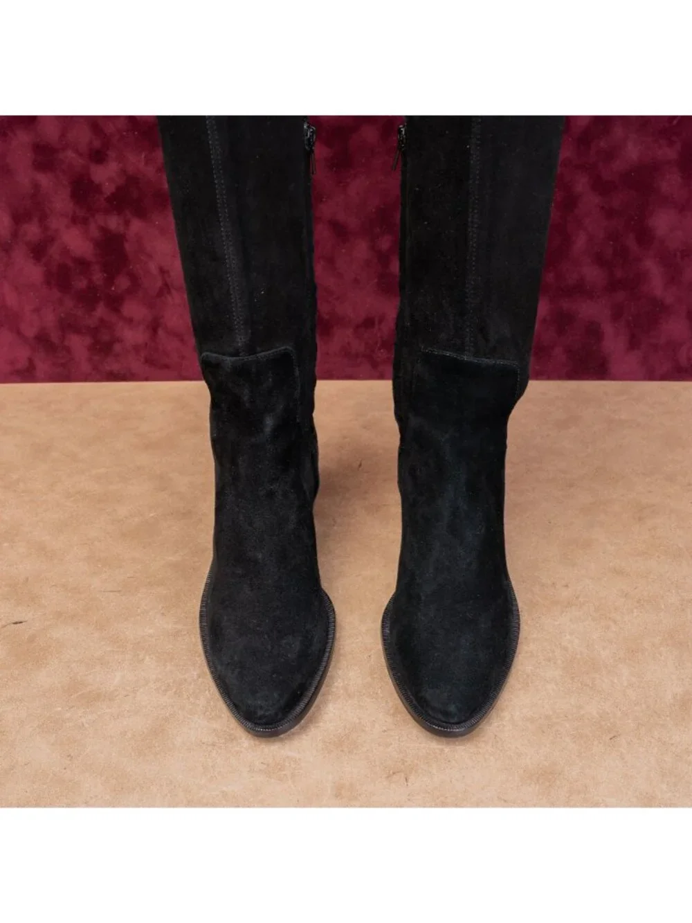 Paige LA Women Jacey Black Suede Fashion Party Night OTK Stretch Boots sz 6